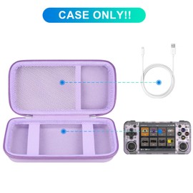 BOVKE Carrying Case Compatible with Anbernic RG35XX H Retro Handheld Game Console, RG35XX H Retro Gaming Console Travel Bag with Mesh Pocket for TF Cards, Charging Cables, Purple