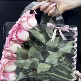 6 Transparent Flower Box with Handle Portable PVC Bouquet Flower Packing Bags