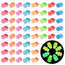 GwaOery Mini Resin Turtles, Tiny Turtles Mini Resin Animal Toy Glow in the Dark for Micro Garden Landscape Ocean Car Aquarium Dollhouse Animals Theme Party Decoration (64pcs 8 Colors)
