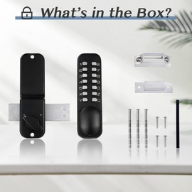 Souyou 100% Mechanical Keyless Entry Front Door Lock with 14 Push Button Keypads, Digital Outdoor Lock Deadbolt,Stainless Steel with Weatherproof Gaskets No Rust, Easy Install with Manual Black