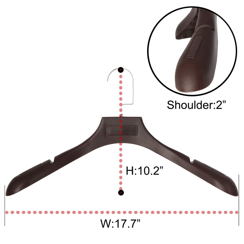 Plastic Extra Wide Suit Hangers, Pack of 20, Width: 17.7",Notched