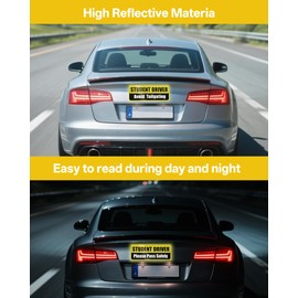 Student Driver Magnets for Car (2-Pack) – Reflective New Driver Safety Bumper Magnets, Removable & Weather-Resistant