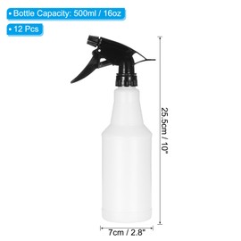 PATIKIL 500ml/16oz Plastic Spray Bottles, 12pcs Adjustable Nozzle Leak Proof Empty Water Mist Stream Sprayer for Cleaning Solutions Plants Hair, Black