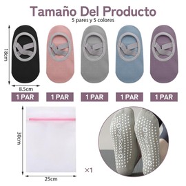 VEGCOO 5 Paia Calzini Antiscivolo Donna Pilates, Calze Yoga Sportivi con Cinturino, Cotone Calzini Antiscivolo Yoga Donna per Pilates, Fitness, Danza, Balletto, EU35-38 (5 Colori)