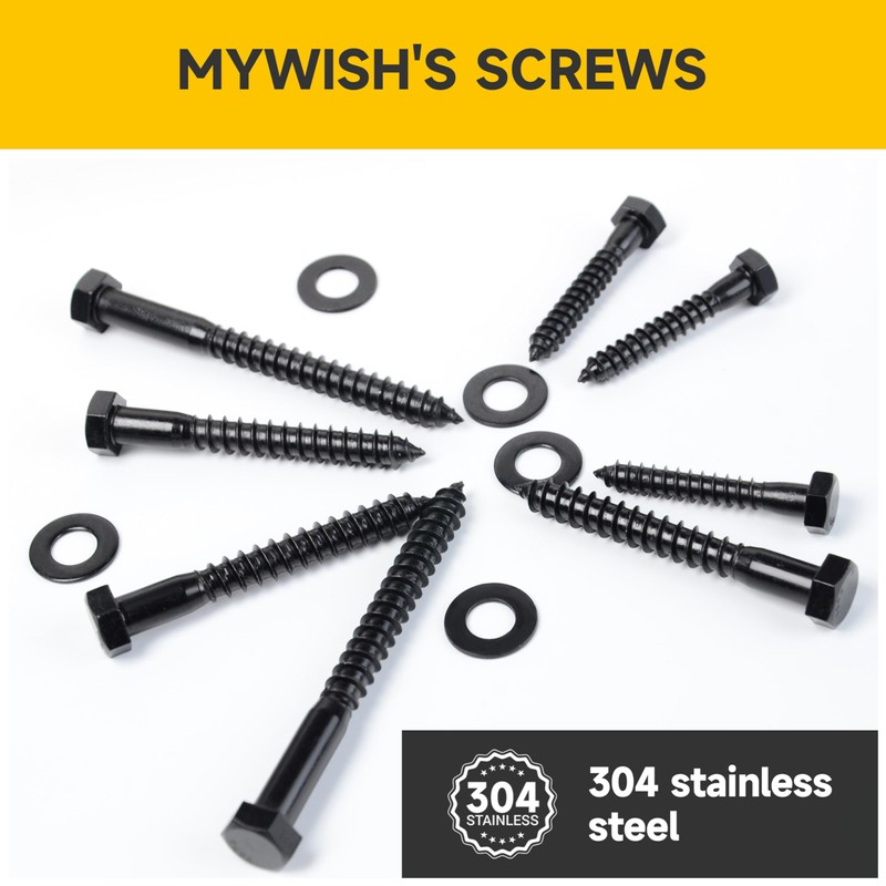 (10Sets) 5/16" x 4" Hex Head Lag Bolts, Heavy Duty