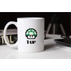 MoonWorks Coffee Cup Birthday Retro Pixel Mushroom 1-Up Mushroom Level-Up