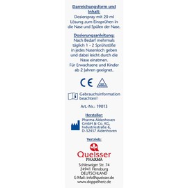 Doppelherz Sensitive Sea Water Nasal Spray - For Cleansing, Moisturising and Care of Dry Nasal Mucosa - 20 ml Isotonic Sea Salt Solution