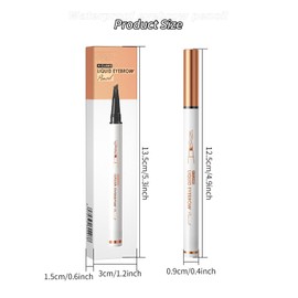 Tkekruh Eyebrow Pencil Waterproof 4 Piece Eyebrow Pencil, Waterproof Eyebrow Pen, with 4 Fork Tip Applicators, for Men and Women (Light Brown, Dark Brown, Grey, Black)