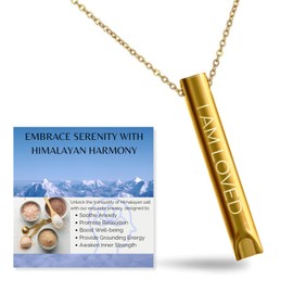 HALUKAKAH HALUKAKAH Zen Breathing Necklace:Self Affirmation Reminder,Meditation & Anxiety Relief Tool for Relaxation,Stress Reduction,Breathing Exercises,Himalaya Mindfulness Therapy (I AM LOVED - 18K Gold)