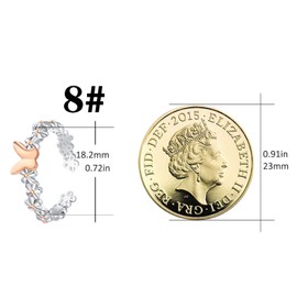 Daisy Ring 925 Sterling Silver Flower Ring Adjustable Ring Jewellery Gift for Women (Rose Gold 8#）