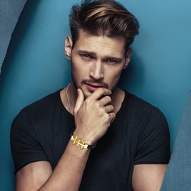 JewelryWe Men's Novelty Punk Rock Nail Bracelet Stitching Braided Leather Cuff Wristband with Magnetic Clasp