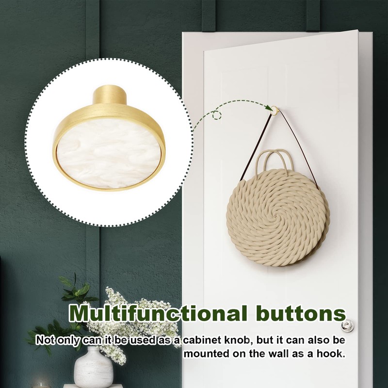 Kyrio 16pc Marble Brass Drawer Knobs, 32mm Cabinet Handle Pulls,