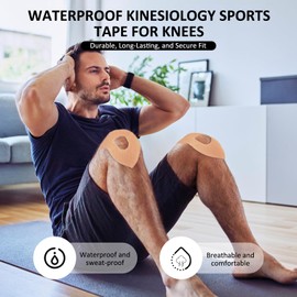 ExcellaElite 10 PCS Kinesiology Tape Knee,Knee Tape Precut Kinesiology Tape Waterproof and Sweat-Proof Breathable Comfortable and Elastic Used to Relieve and Support Knee Pain Keep the Knee Stable