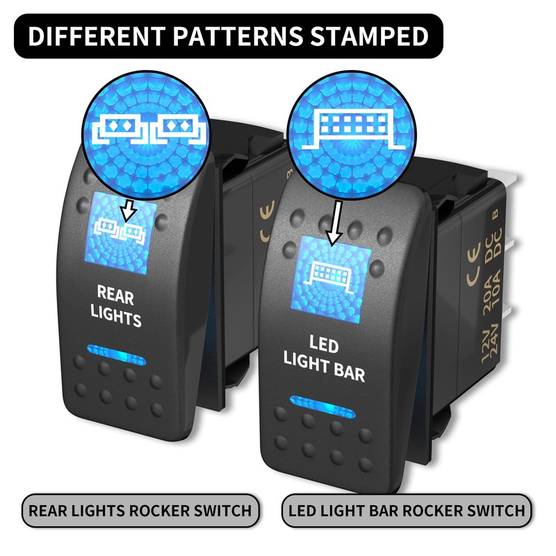 DaierTek LED Light Bar Rocker Switch and Rear Lights Rocker