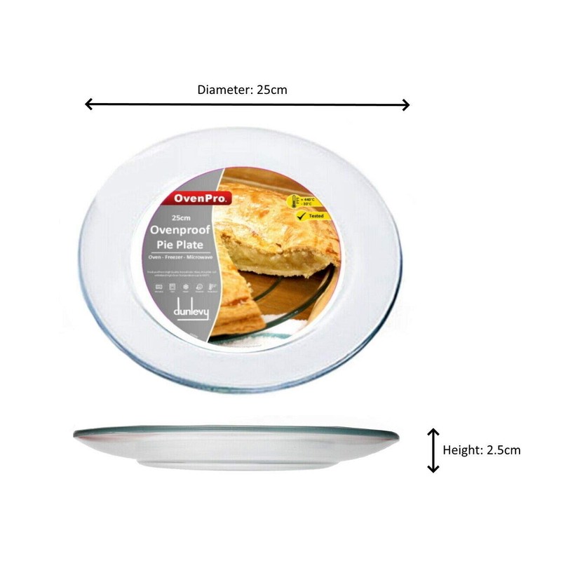 Ovenproof Plate Glass Pie Plate for Baking 25cm Transparent Glass