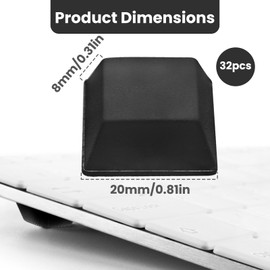 Square Self Adhesive Feet Non Slip Furniture Pads Feet Bumpers for Electronics Speakers Furniture Cabinet Doors (32Pcs Black Silicone, 20mm)