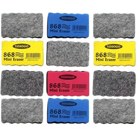 Mini Sized Dry-Erase Whiteboard Eraser - Perfect Small Whiteboard Erasers for Classroom, Home and Office - Pack of 12