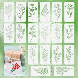 VLYX Stencils for Painting, 18 Pieces Flower Stencils, Stencils for Crafts, Reusable Stencils for Painting on DIY Crafts, Home Decoration, Wall Art