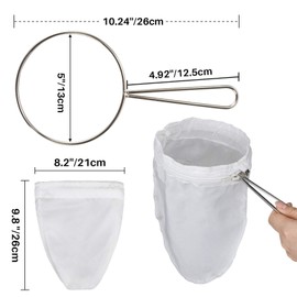 Strainer Bag - RAINFLOW Coffee Strainer 3 PCS Small Mesh Strainer With Stainless Steel Handle Fine Strainer Cloth Cheese Cloth Bag For Straining Mesh Strainer Bag Food Strainers For Kitchen(8x9.8inch)