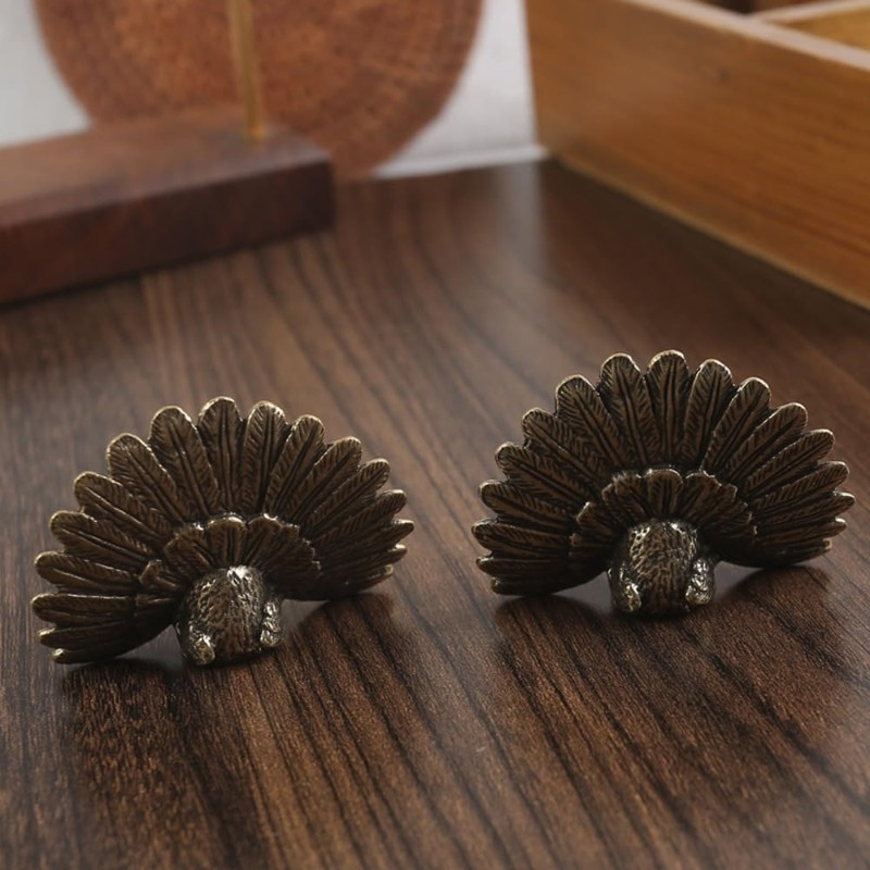 hobbyme Brass Ornaments, Solid Retro Peacock Open Screen Office Tabletop