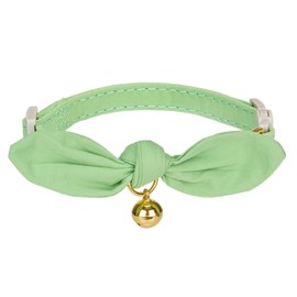 YUDOTE Bunny Ear Cat Collar with Bell and Bow Tie, Breakaway Cute Bowtie Kitten Collars(Grass Green)