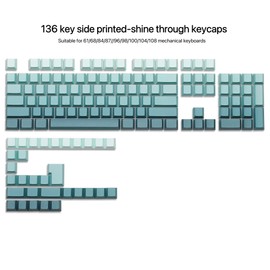 dagaladoo PBT keycaps,Double Shot keycaps 75 Percent,Cherry Profile Keyboard keycap,Gradient Green,Side Printed,Shine Through keycap for Mechanical Gaming Keyboards（136key,only keycaps）