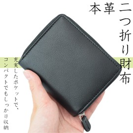 VERAPELLE Men's Wallet, Bi-fold Bill Holder, Genuine Leather, Zippered Coin Purse, Multi-functional, Large Capacity, navy