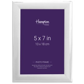 Hampton Frames | DANIELLE Silver Picture Photo Frame 5x7 (13x18cm) | Polished Nickel Plate, Glass Aperture | Engravable, Easel Back, Wall or Freestanding | Modern Home Decor