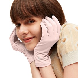 OhSunny Women Anti-UV Gloves Sun Protection UPF 50+ Full Finger Summer Cycling Touchscreen Gloves for Golf Driving Hiking SLM3M113D (Pink)