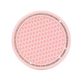 2 Pcs Universal Vehicle Bling Cup Holder Insert Coaster Car Interior Accessories 2.75 inch Silicone Anti Slip Crystal Rhinestone Car Coaster Pink