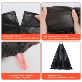 Bin Bags with Drawstring, 5 Rolls, 15 L, Extra Strong Bin Bags, Black, Tear-Resistant Bin Bags, Unscented for Office or Home (45 x 50 cm, Pack of 75)