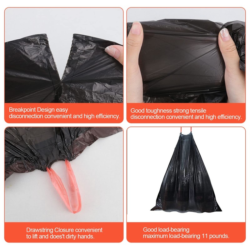 Bin Bags with Drawstring, 5 Rolls, 15 L, Extra Strong