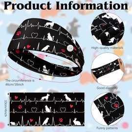 Solsew 12 Pcs Veterinary Headbands for Women Non Slip Pet Nurse Vet Tech Headbands with Buttons Paw Print Bone Twist Hair Bands for Animal Lovers Dog Mom Nurse Christmas Gifts
