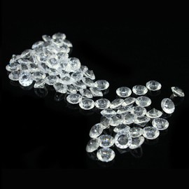 Diamantes acrílicos para mesa de confeti de imitación redondos con cristales de diamante para esparcir mesas, rellenos de jarrón, artes y manualidades, decoración de boda (10 mm, 1000 unidades), transparente