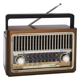 Videyas Retro AM FM Radio, Shortwave Portable Vintage Radio with Bluetooth Speaker, Flashlight, Best Reception, Support TF Card, USB Disk for Home Kitchen Outdoor
