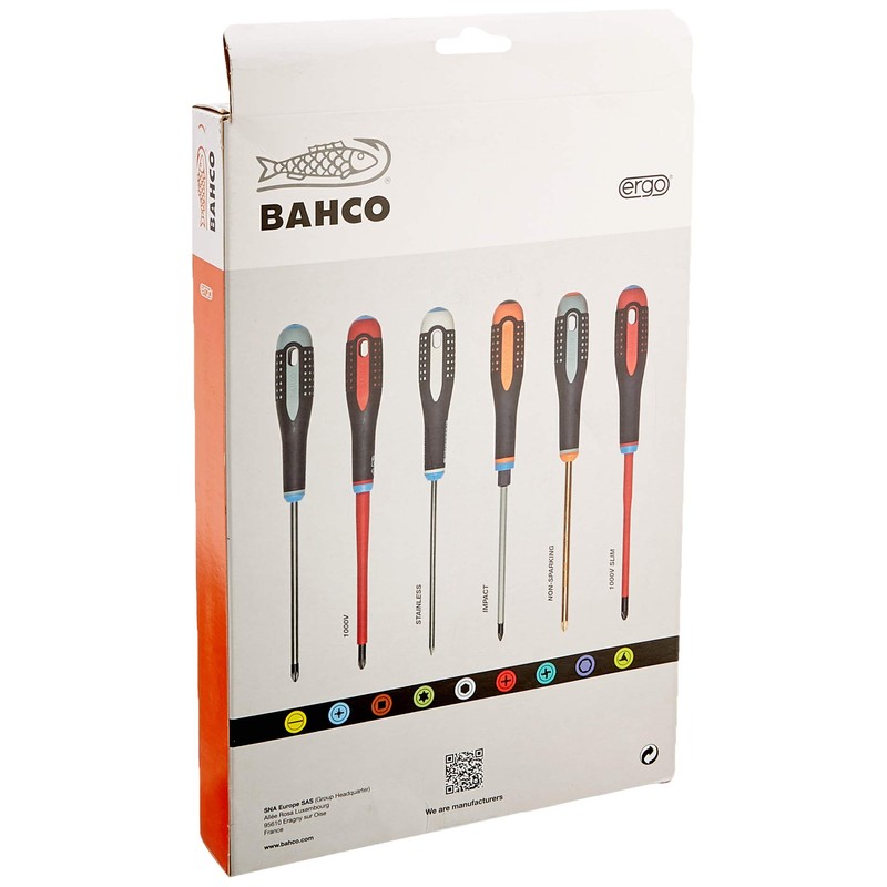 Bahco 9888S BE-9888s VDE Ergo Slot/Pozi Screwdriver Set (7 Pieces)