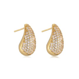 TOFBS Earrings for Women Waterdrop Drop with Diamond Earrings Chunky Golden Hypoallergenic Gold-Plated Drop Earrings Fashion Jewellery Lightweight Earrings Gifts, ✰