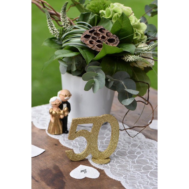 Gold Glitter Number 60th Birthday with Stand