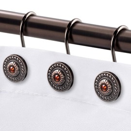 Bronze Shower Curtain Hooks, Decorative Shower Curtain Rings for Bathroom, Rust Proof Shower Hooks for Shower Curtain Liner, 12Pcs