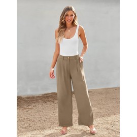 LILLUSORY Wide Leg Dress Work Pants Womens Palazzo Flowy 2025 Summer Spring High Waisted Professional Business Office Interview Outfits Bottom Wear Trousers Dressy Slacks Coffee