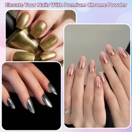Chrom-Nagelpulver, Holografisches Gold-Chrom-Nagelpulver Chrompulver für Nägel Nagel-Chrompulver für Gel-Lack Schillerndes Nagelglitzerpulver für Nagelkunst (Nr. 04)