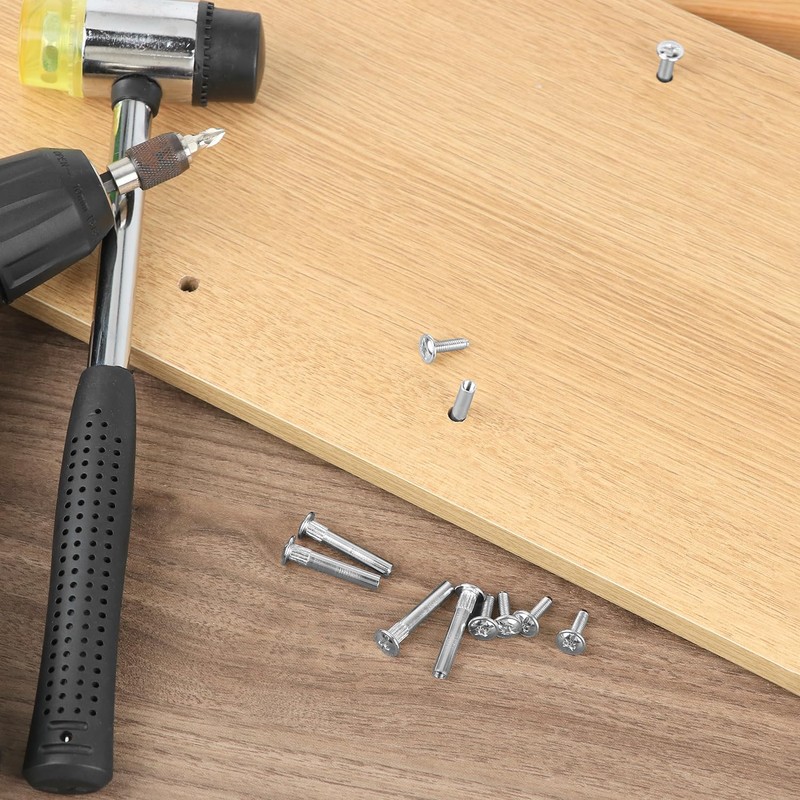 QWORK® 150pcs Cabinet Joining Screws Furniture Joining Screws Bolts Connecting