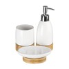 Premier Housewares Earth Bathroom Set-White/Bamboo-3 Piece, Dolomite, 20 x 21