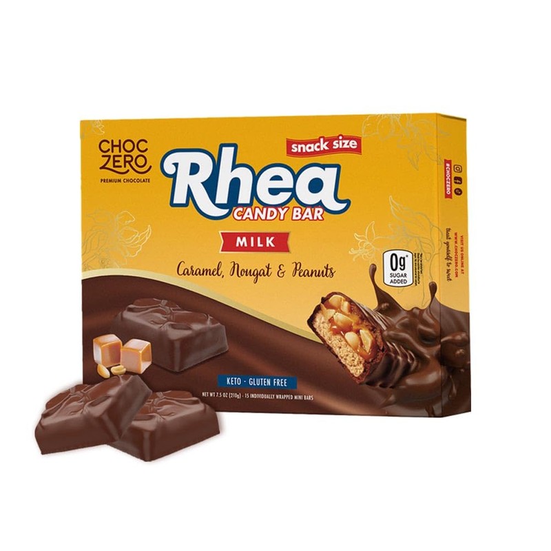 ChocZero Milk Chocolate Peanut & Caramel Nougat Candy Bar, Zero