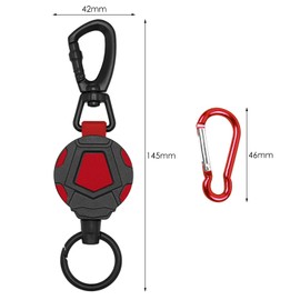 Pack of 2 Retractable Key Chains, 2 Pieces Carabiner, Lanyard Clip Key Ring, Robust Retractable Keychain with Wire Rope Keyring (Black and Red)