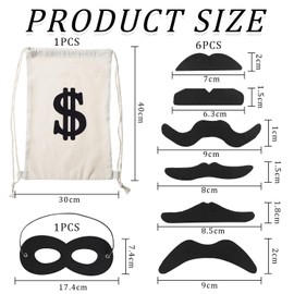 TVSVKWE 1 Dollar Sign Backpack, 1 Eye Mask And 6 Beard, Drawstring Pocket, Masquerade Props, Role Play Supplies.