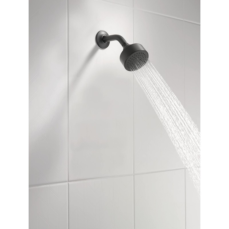 Delta Faucet Modern 3.5-inch Single-Spray Shower Head, Black Round Shower
