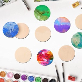 DFsucces 50 Pieces Wood Slices Natural Wood 1.2 inches (3 cm) Diameter 0.2 inch (5 mm) Thickness Unfinished Round Shape Craft Decoration Photography Ornaments Craft Materials DIY Crafts