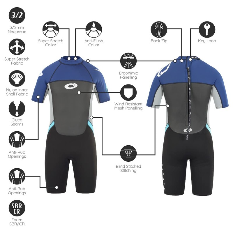 Osprey Men's Shorty 3 mm Summer Wetsuit, Adult Short Sleeve