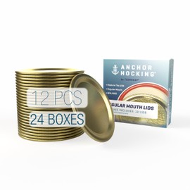 Tecnocap Regular Mouth Canning Jar Lids, Red Plastisol, Gold - 12 Regular Mouth Lids per box, 24 boxes per package